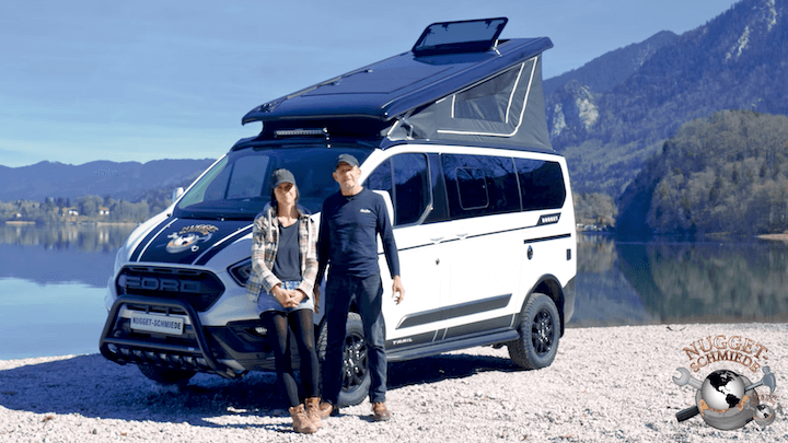 Der Camper Ford Nugget Trail mit Differenzialsperre statt Allrad 4x4 im Offroad Test am Herzogstand